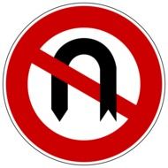 road sign prohibiting a turn