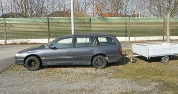 car opel omega with trailer