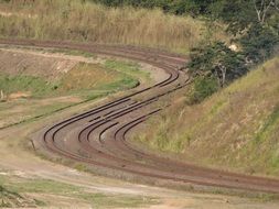 panorama of the rails on the railway