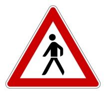 road sign with pedestrian on white background