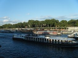 tourist boat on river Seine, france, Paris