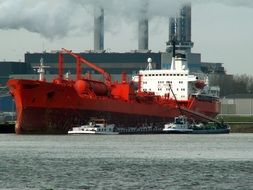 big tanker ship in port, netherlands, rotterdam