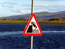 warning sign of falling into the water in Scotland