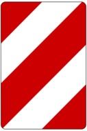 red rectangular road sign with white stripes