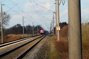 fast locomotive on the railway