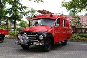 old fire truck on the road