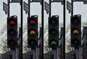 traffic lights for cyclists over the road