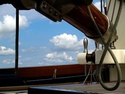 deck of a historic sailing ship close up