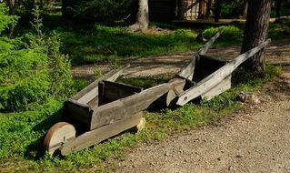 two wooden garden cars