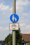 pedestrian walk, street sign on pillar