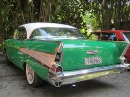 green classic retro car