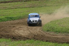 racing car on the turn in autocross