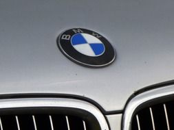 bmw logo on grey car
