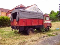 old fire truck at countryside