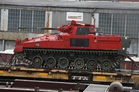 red tank on a freight car