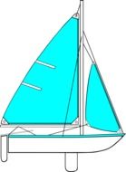 drawing of a sailboat with blue sails