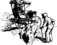 Black and white drawing of the old car clipart