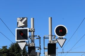 traffic lights for trains on a sunny clear day