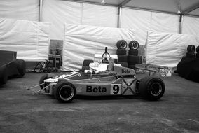 race car in black and white background