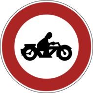 prohibition sign with the image of a motorcyclist