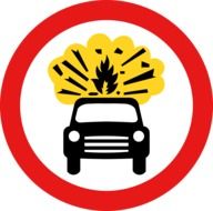 Clip art of car explosive danger sign