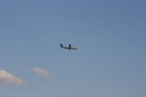airplane with passengers in the blue sky