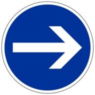 the right arrow is applied on this road sign