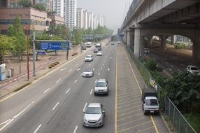 cars on the road in Bucheon, South Korea