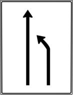 traffic sign with arrows that converge