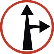 traffic sign with directional arrows