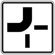 road sign turning main road on white background