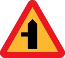 triangular side road sign