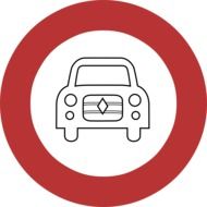 old car symbol on road sign