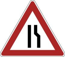 sign constricted road right