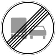 end of action road sign overtaking freight prohibited