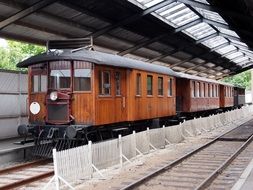 wooden train on a station