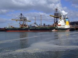 cargo ship in port, neherlands, amsterdam