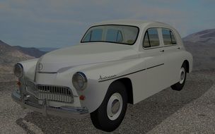 drawing white classic car