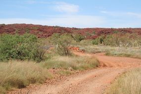 red soil road in desert, australia, pilbara, karratha