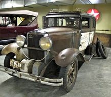 oldtimer car in poor condition indoor