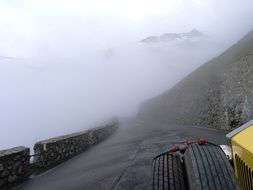 landscape of misty mountain road