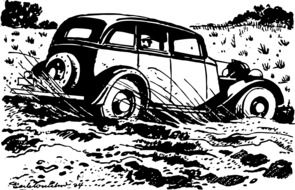 car in the desert drawing