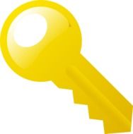 yellow key symbol on a white background