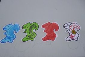 painted squirrels in different colors