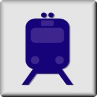 rail transport, train on railway, icon