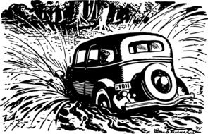 car in the spray drawing