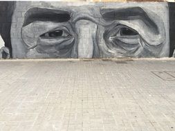 old man look, mural