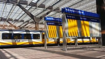 train on the railway tracks to Rotterdam