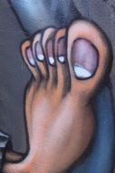 foot with thumbs like colorful graffiti