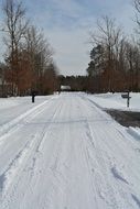 roadway in the snow in winter